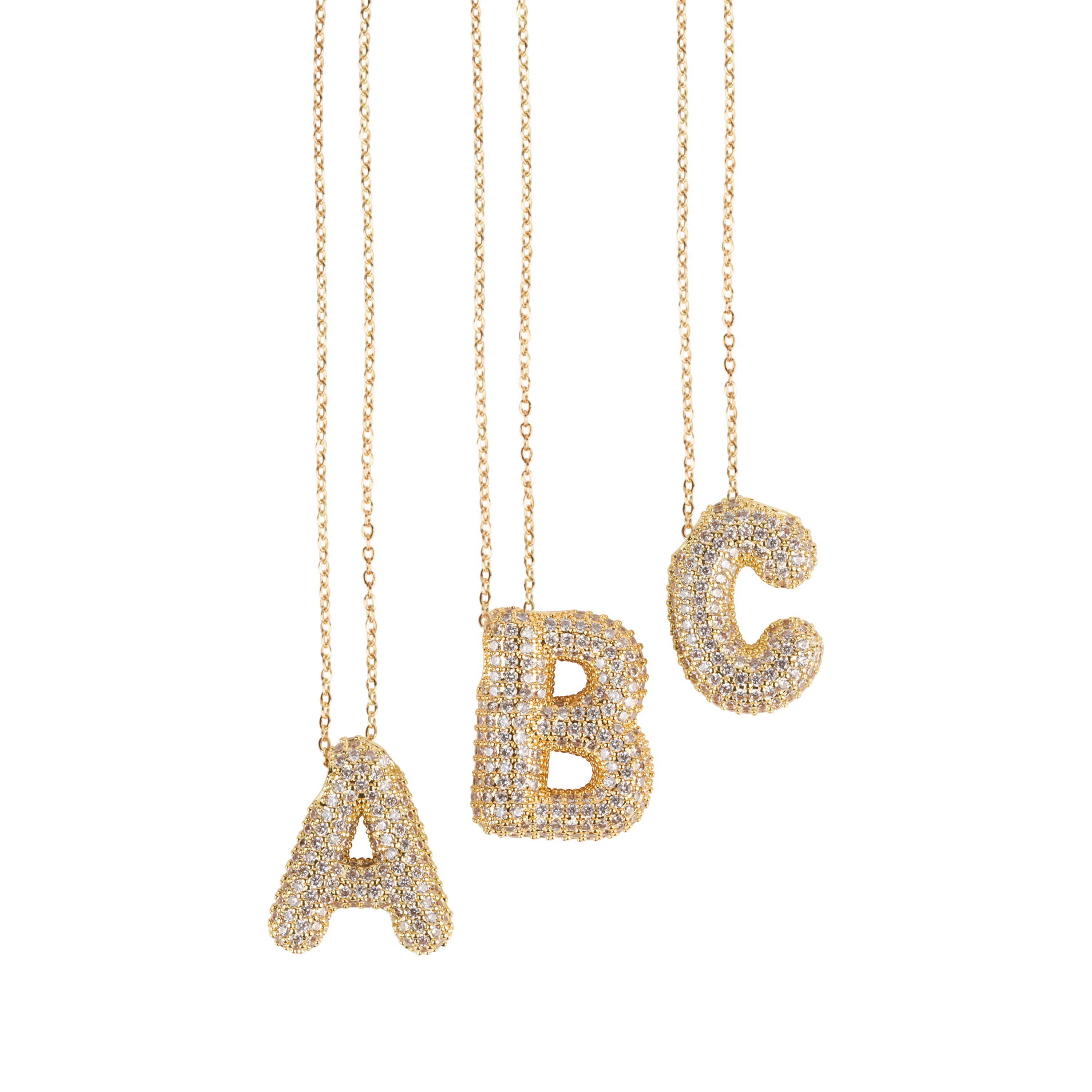 Pavé Bubble Initial Necklace - GLITZ N PIECES