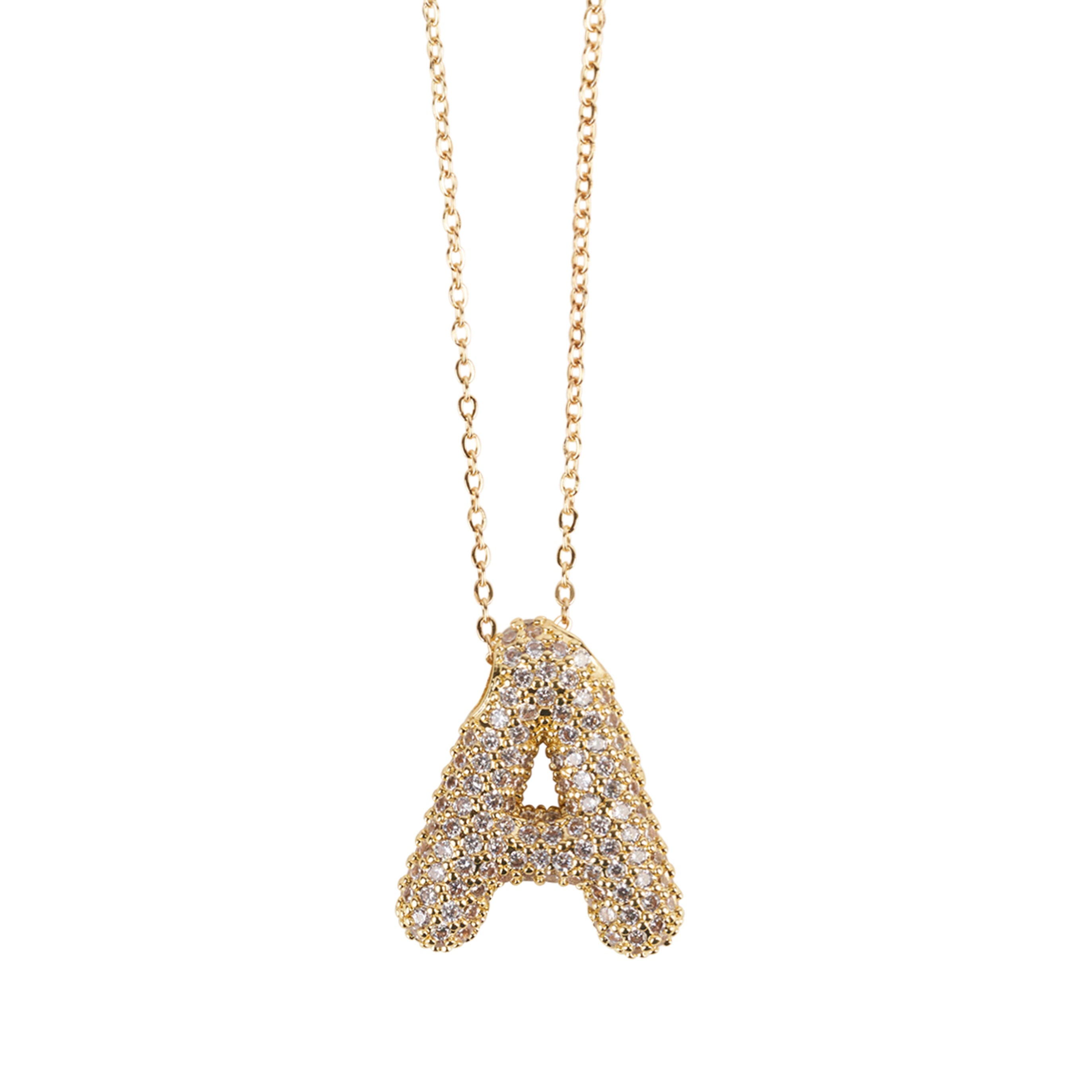 Pavé Bubble Initial Necklace - GLITZ N PIECES