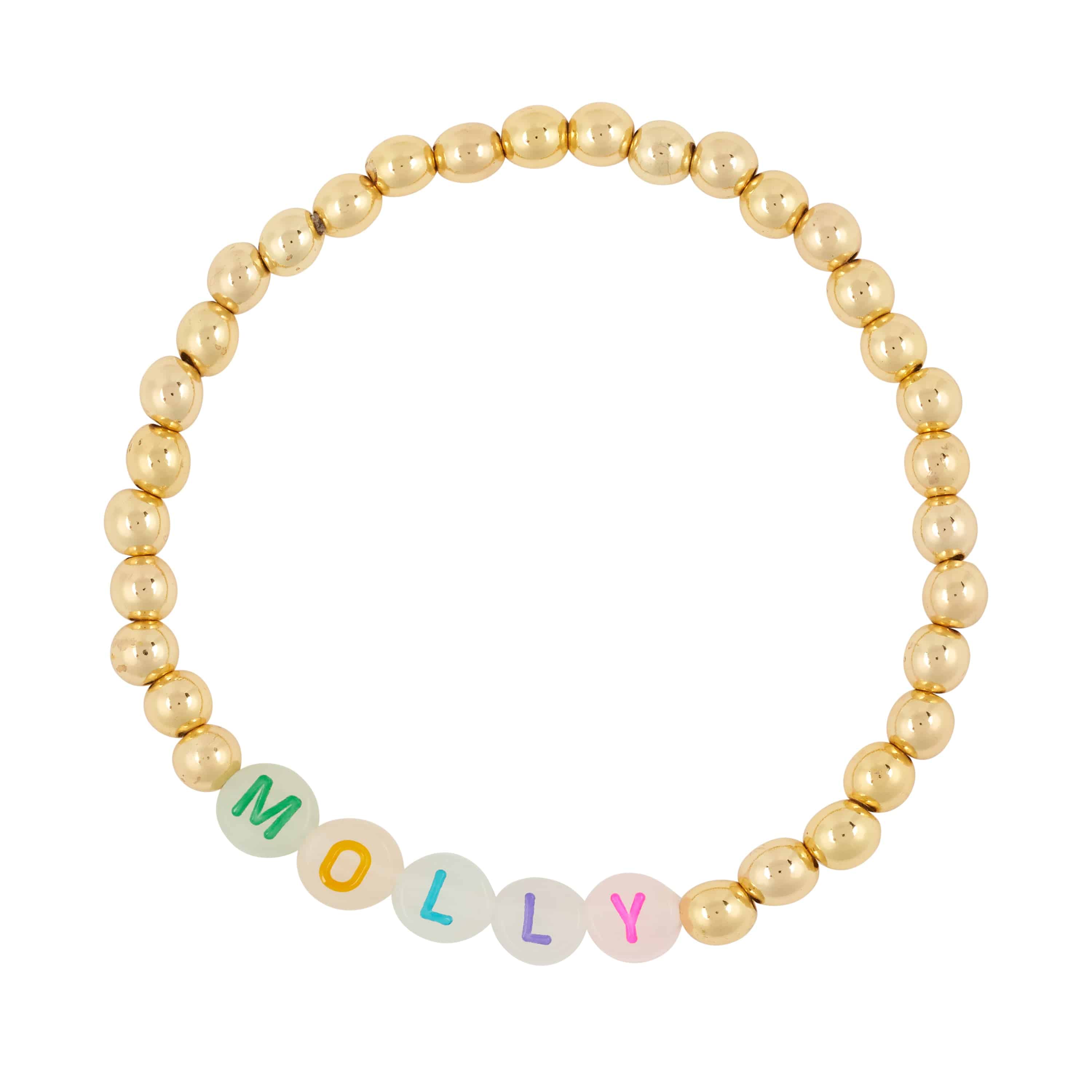 Personalised Friendship Bracelet Gold - Multicolured Glow In The Dark - GLITZ N PIECES