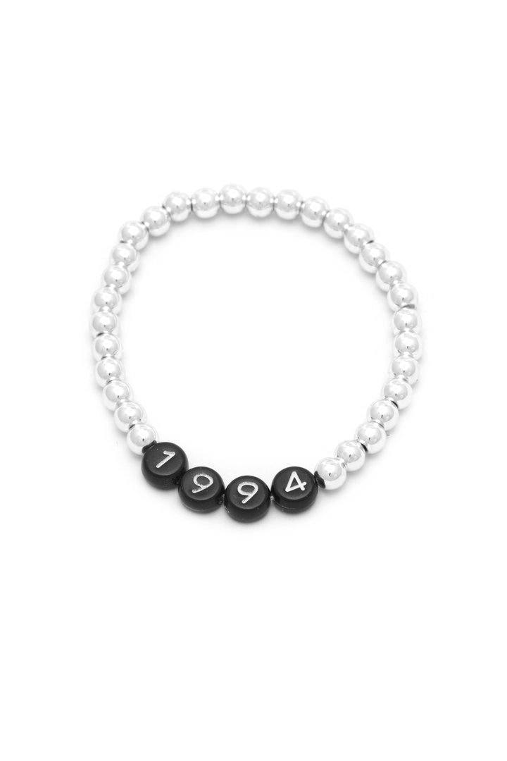 Personalised Friendship Bracelet Silver - Black & White - GLITZ N PIECES