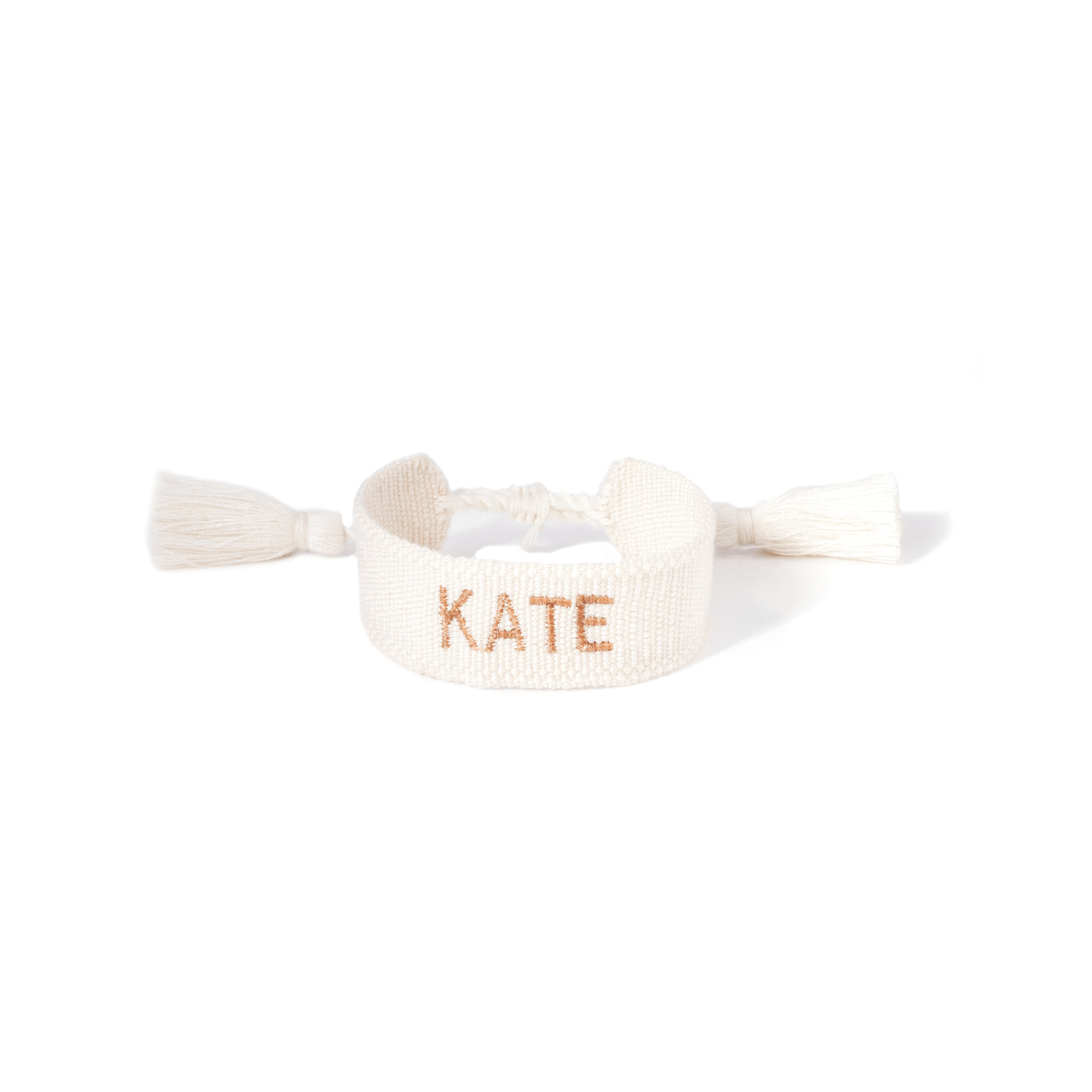 Personalised Woven Bracelet - Cream - GLITZ N PIECES